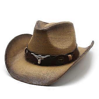 Erwachsene Cowboyhut für Reisen Outdoor Aktivität Hut Rollenspiel Party Western Cowgirl Hut Frauen Mann Frühling Outdoor Kopfbedeckung Milch weiß Kaffee