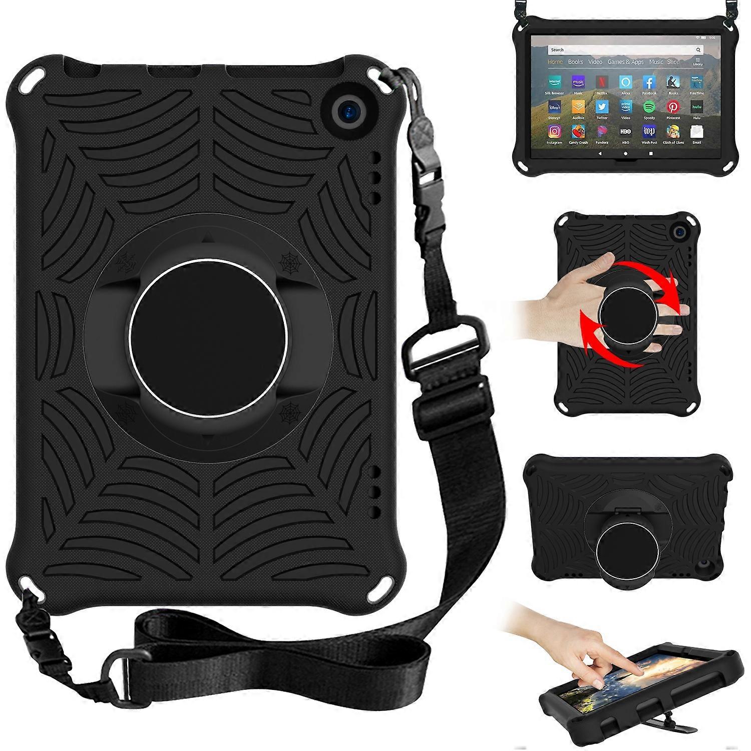 For Amazon Kindle Fire HD 8 2020 Spider King EVA Protective Case with Adjustable Shoulder Strap & Holder