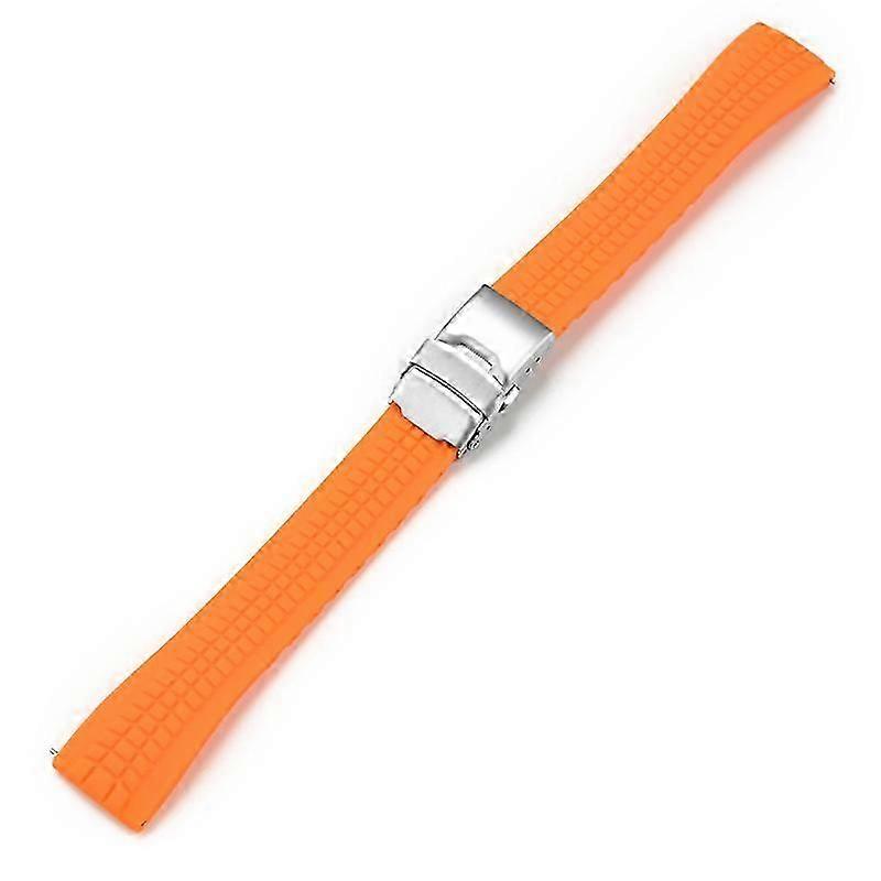 20mm Watch Strap Cuttable Flat Interface For Patek Phillip  Orange