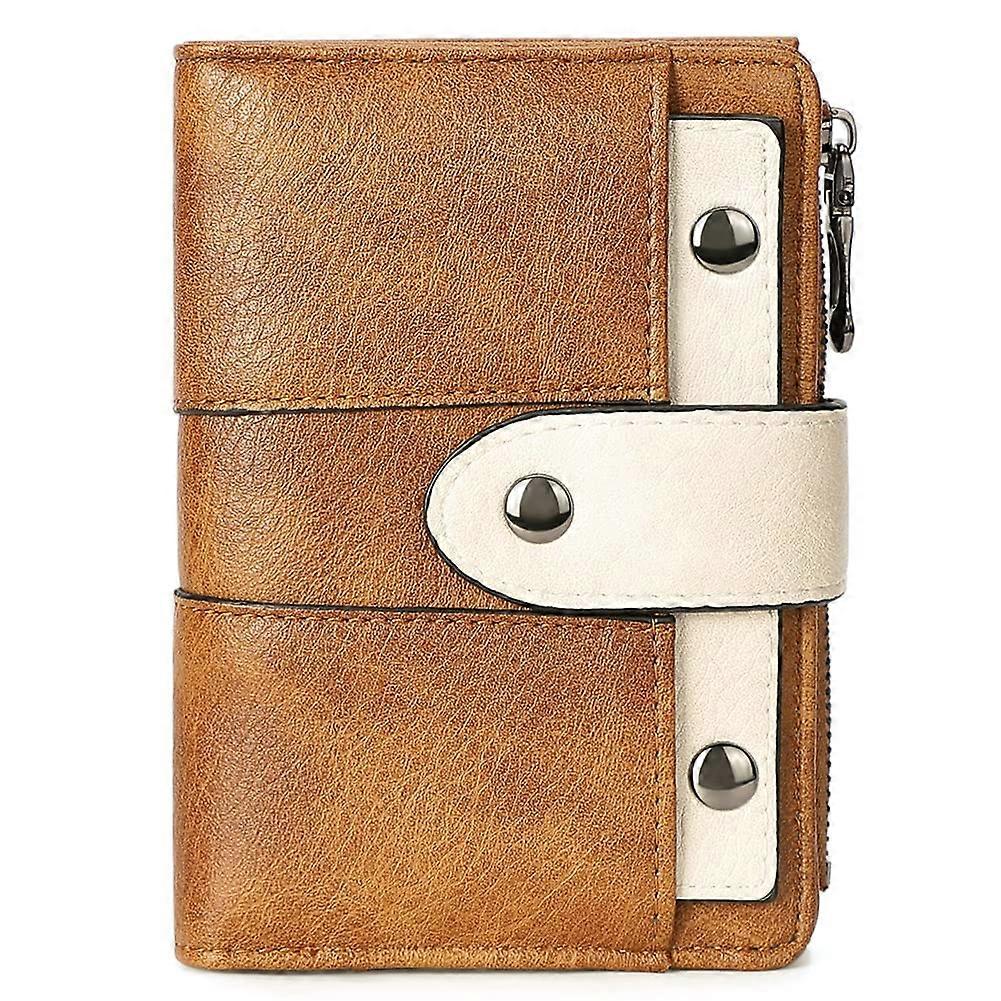 Leather Bifold Mini Card Holder with Zipper Coin Pocket, Removable ID Window, Compact Size, Durable Material
