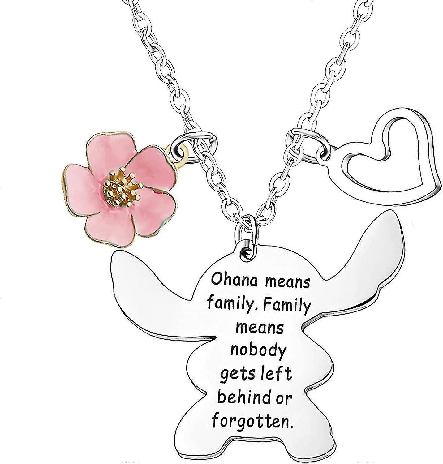 스티치 Ohana 목걸이 Ohana Means Family 목걸이 만화 목걸이 스티치 목걸이 보석 선물 호환 소년 소녀 선물 호환 최고의 Friend_S