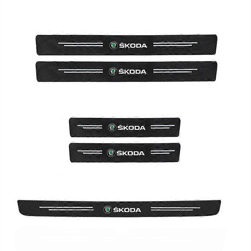 4pcs Carbon Fiber Car Door Threshold Protection Sticker compatible for Skoda Octavia Fabia 1 2 Rapid Yeti Superb A5 A7 Decals Accessories