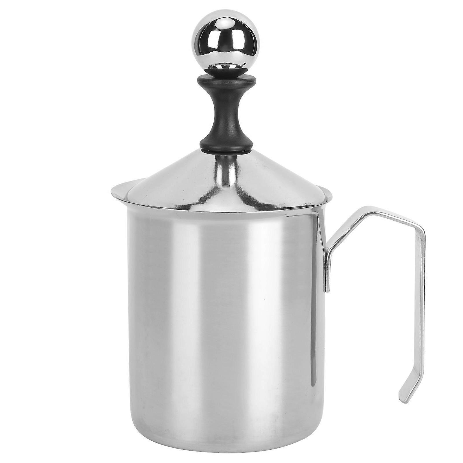 Manual Milk Frother Foamer Mixer Stirrer 400cc Capacity, 304 Stainless Steel, Handheld For Coffee Latte Art