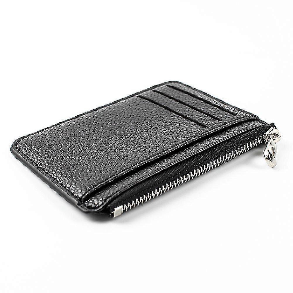 Men Wallet Solid Color Textured PU Zipper Card Holder Mini Coin Purse