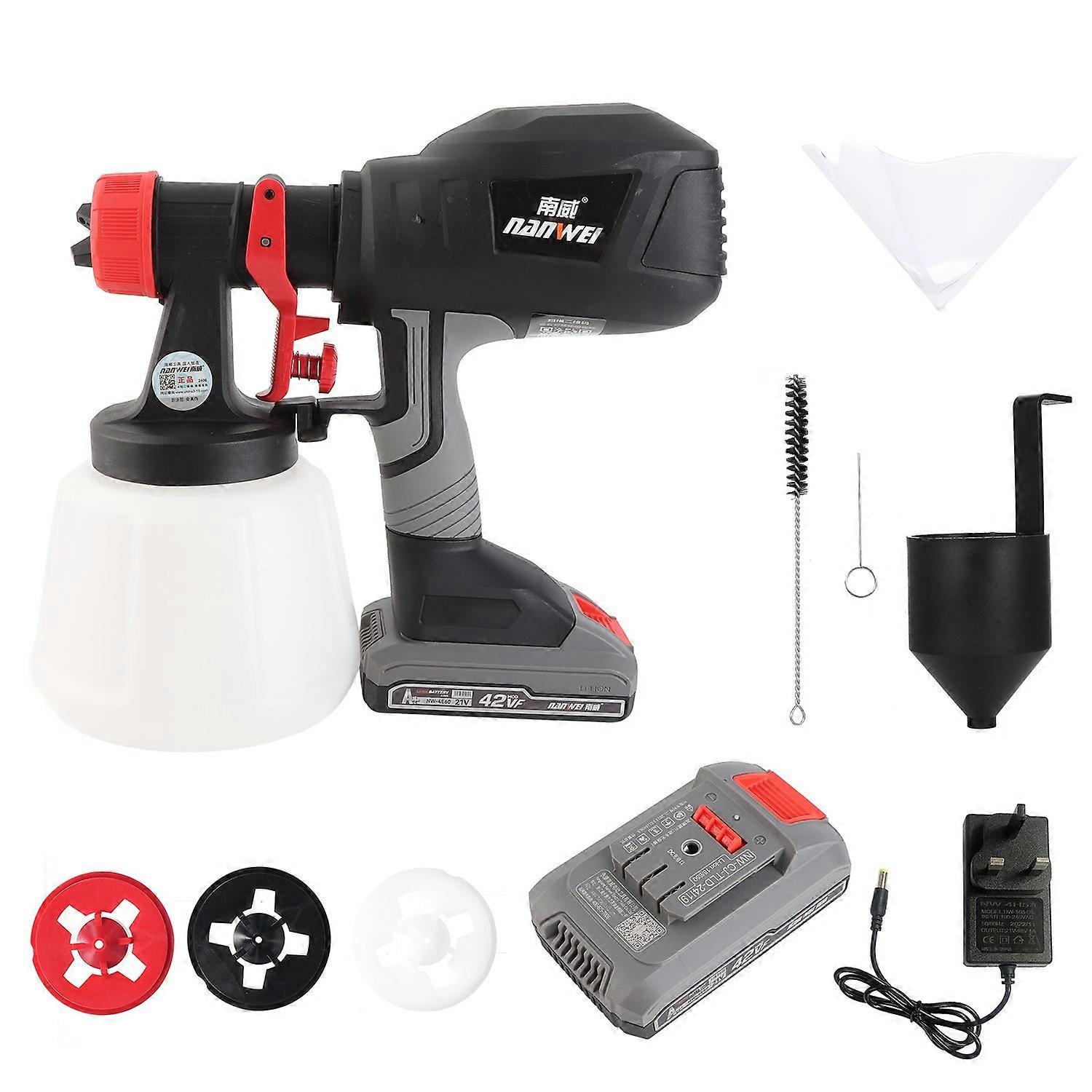 Electric Paint Sprayer 21V 1200ml Container High Speed Paint Spraying Machine with 4 Nozzle for Hous