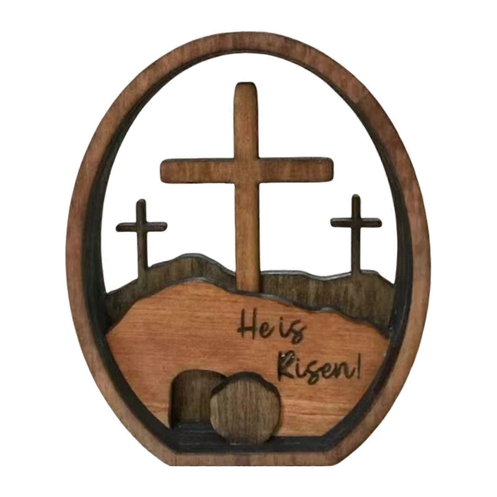 Christian Easter Decoration Empty Tomb Scene Cross-Decoration Jesus-Nativity Scene for Tabletop Shelf Decor