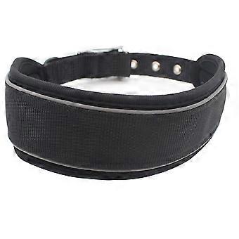 Machinewasbare Zware Hondenhalsband, Neopreen Gevoerd En Comfortabel, Met Metalen Gesp En Reflecterende Stiksels, 2 Inches Breed, Verstelbaar En