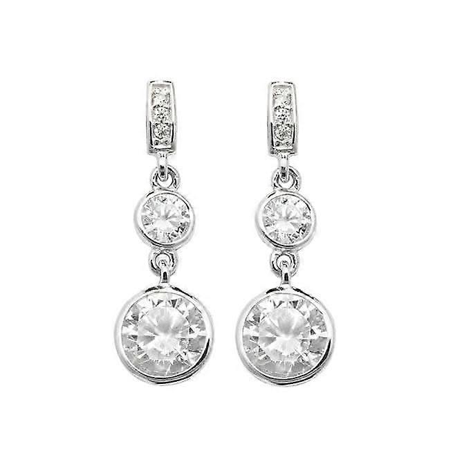 Acotis Silver Earrings Triple Zirconia Drop G51116