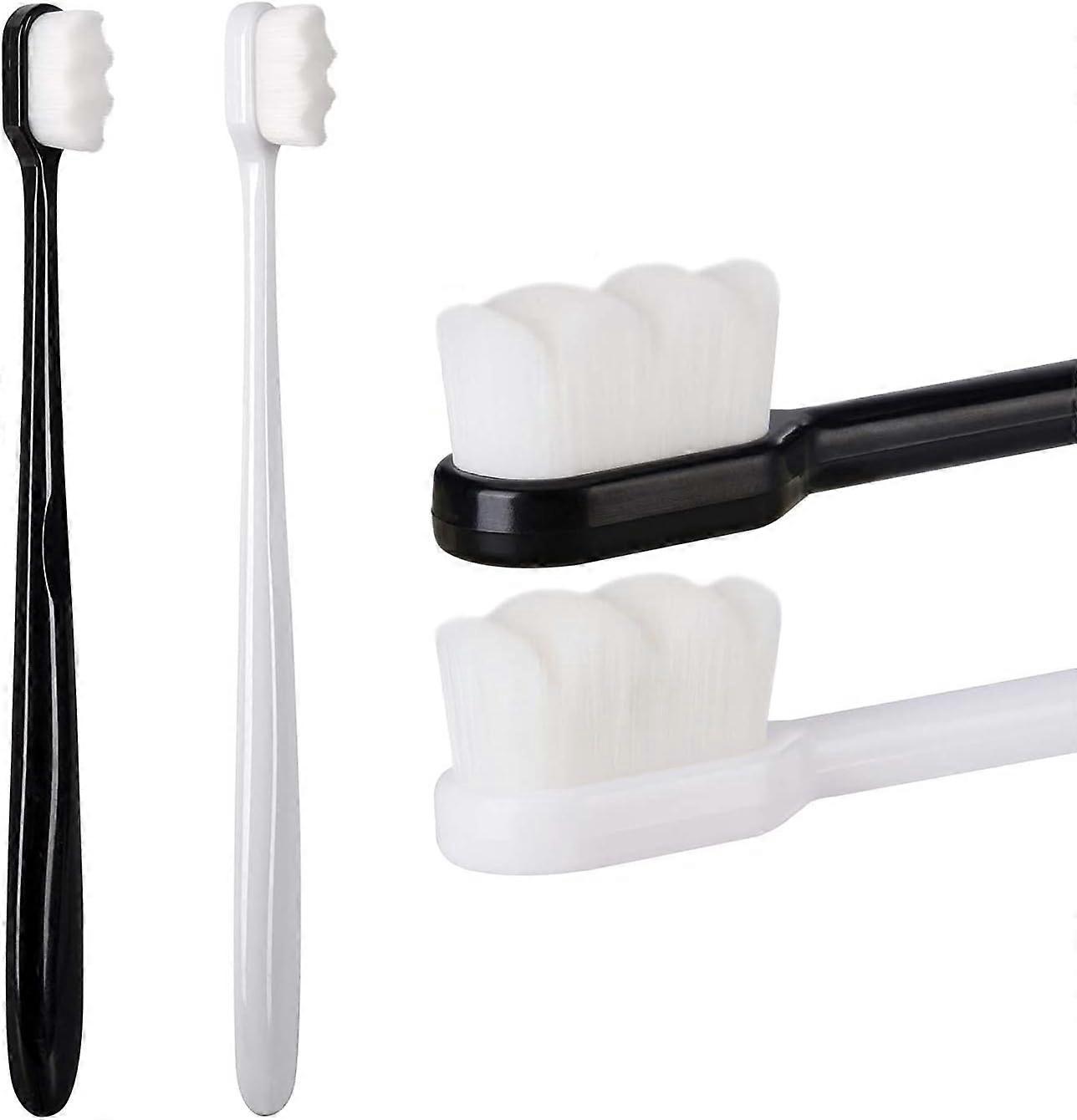 2pcs soft bristle toothbrush black + white