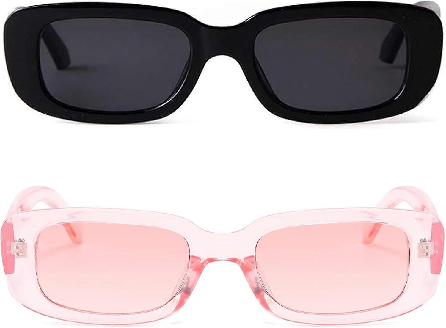 2stk solbriller, sort ramme sorte linser + pink ramme pink linser