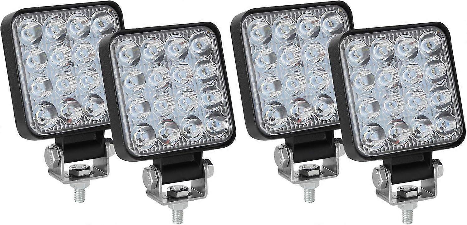 4 pieces LED work lights, 48W LED headlights 12V 24V, reversing lights LED 12 volt, additional headlights car for SUV, ATV, LED spotlight car, tractor