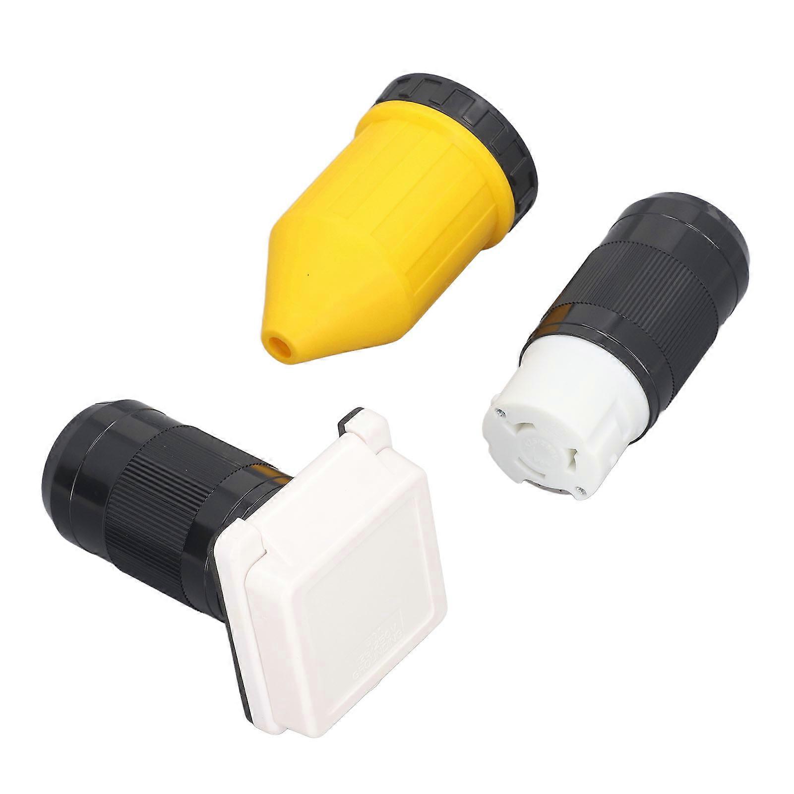 RV Power Inlet Plug Set 50 AMP Electrical Power Inlet with Connector Plug Cord Cover Ring 125V 250VAC