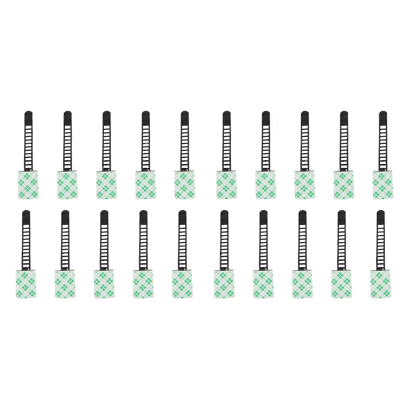 20Pcs Black Sticky Adjustable Wire Ties Cable Clips Clamp Plastic