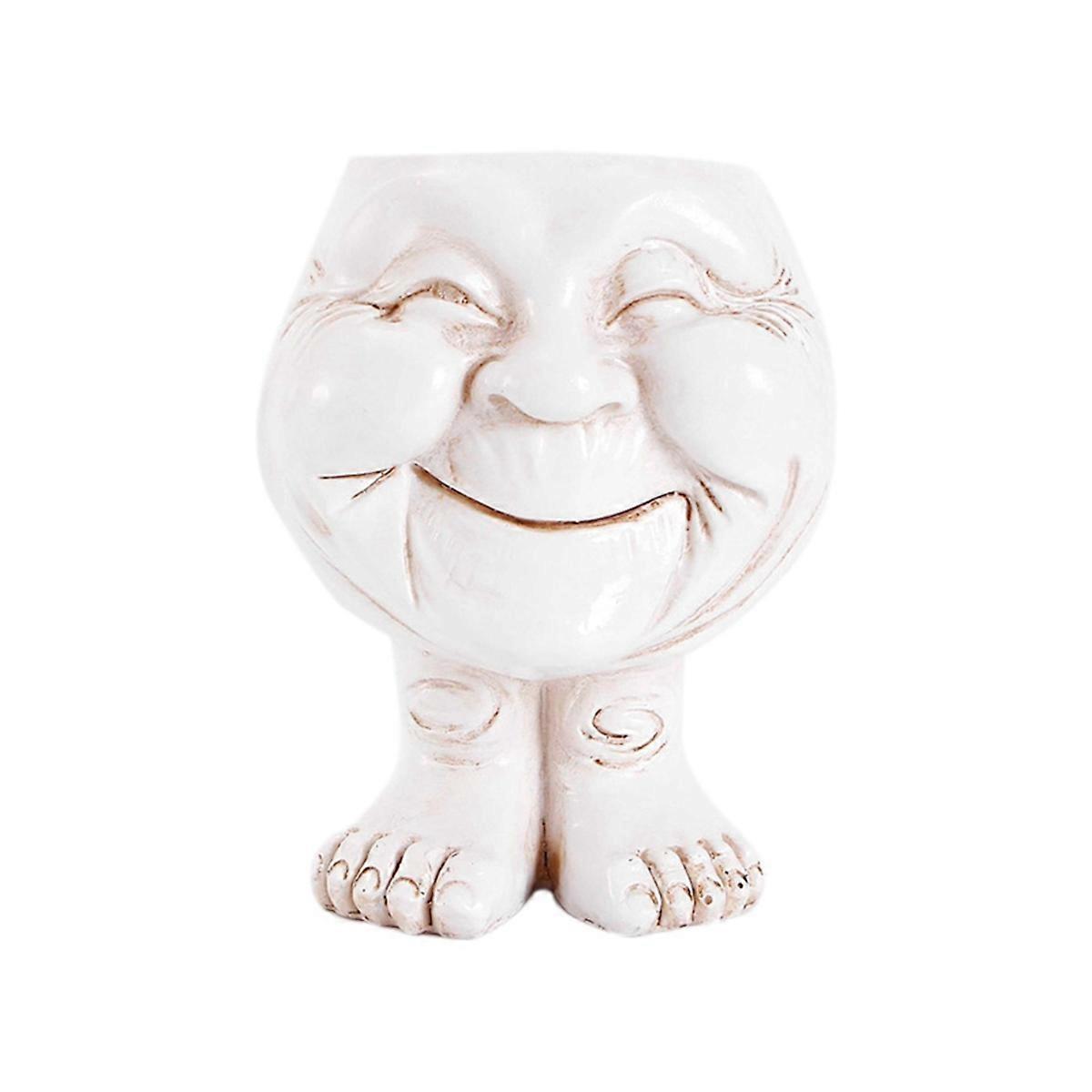 Funny Face Resin Sculpture In Flower Pot with Funny Expression A