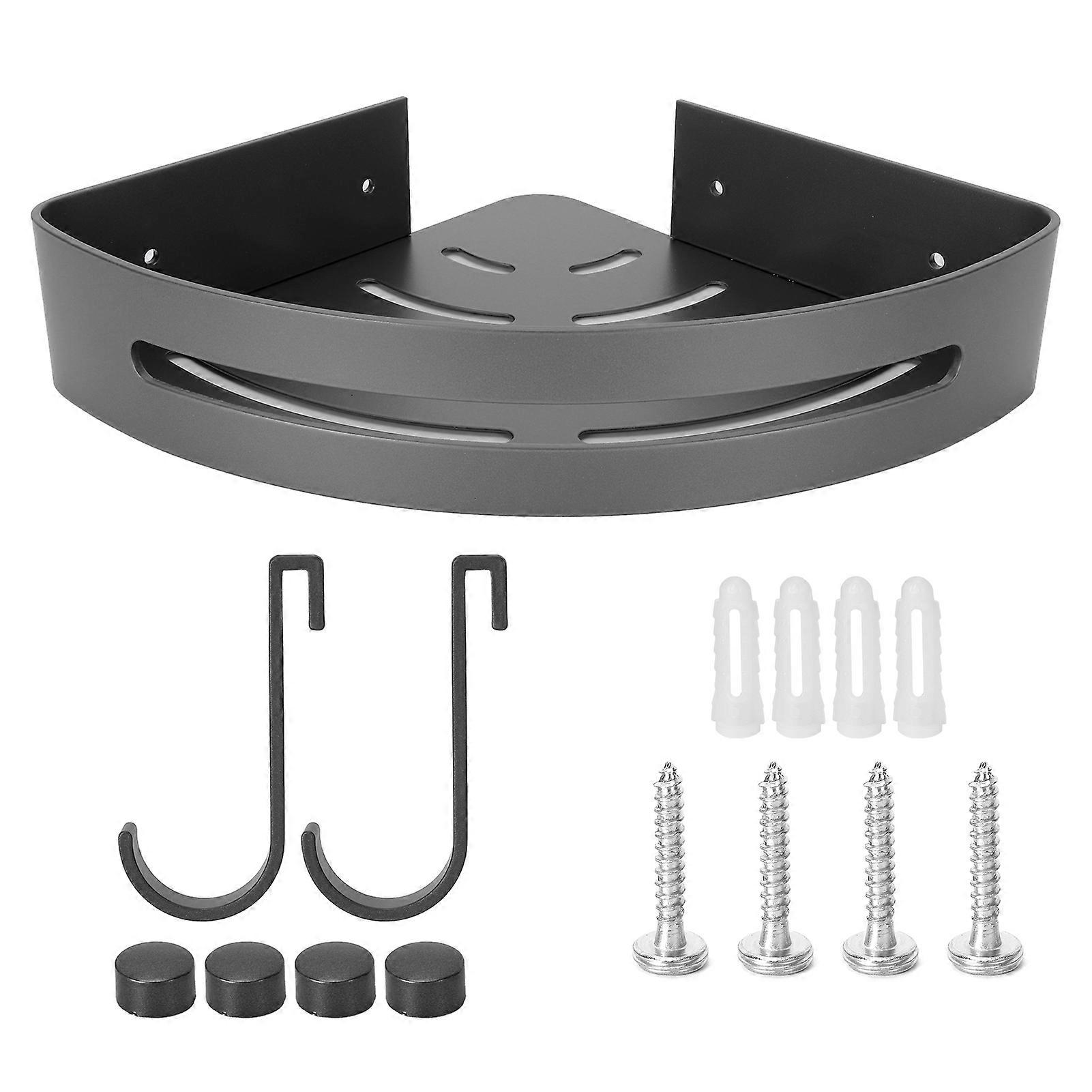 Gray Corner Shelf Space Aluminum Triangular Storage Rack Organizer Bathroom Accessory