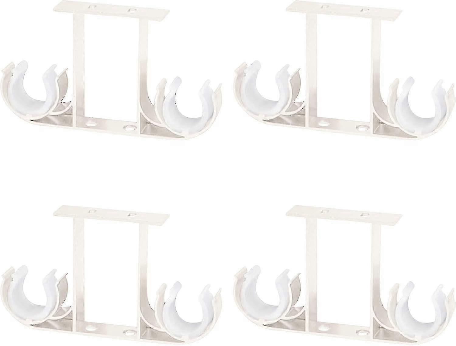 4Pcs Curtain Rod Brackets,Ceiling-Mount Brackets Double Curtain Rod Hanging Supports for 28mm Curtain Pole