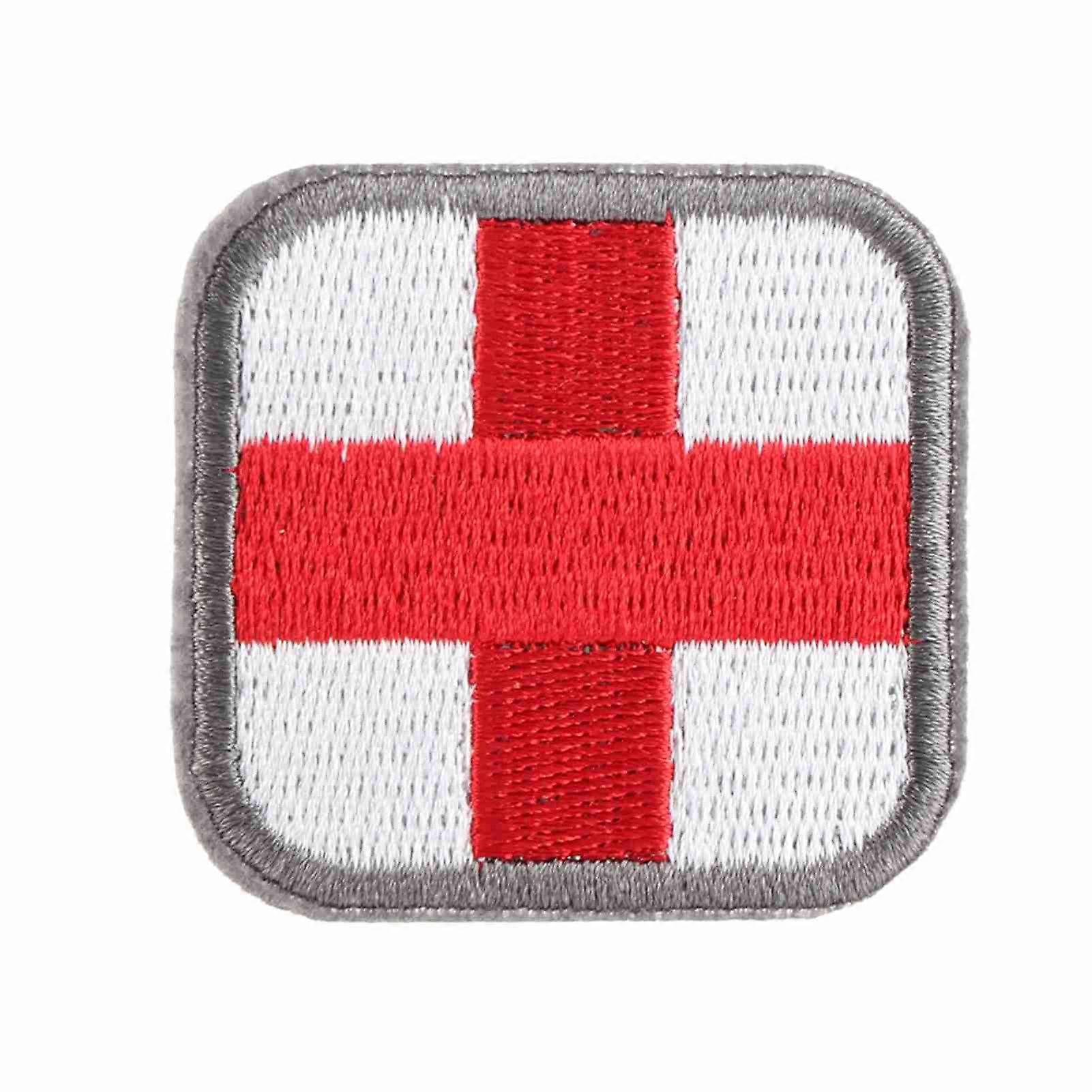 Embroidered medical cross patch, velcro badge, applied to clothing, bags, hats (No. 2)