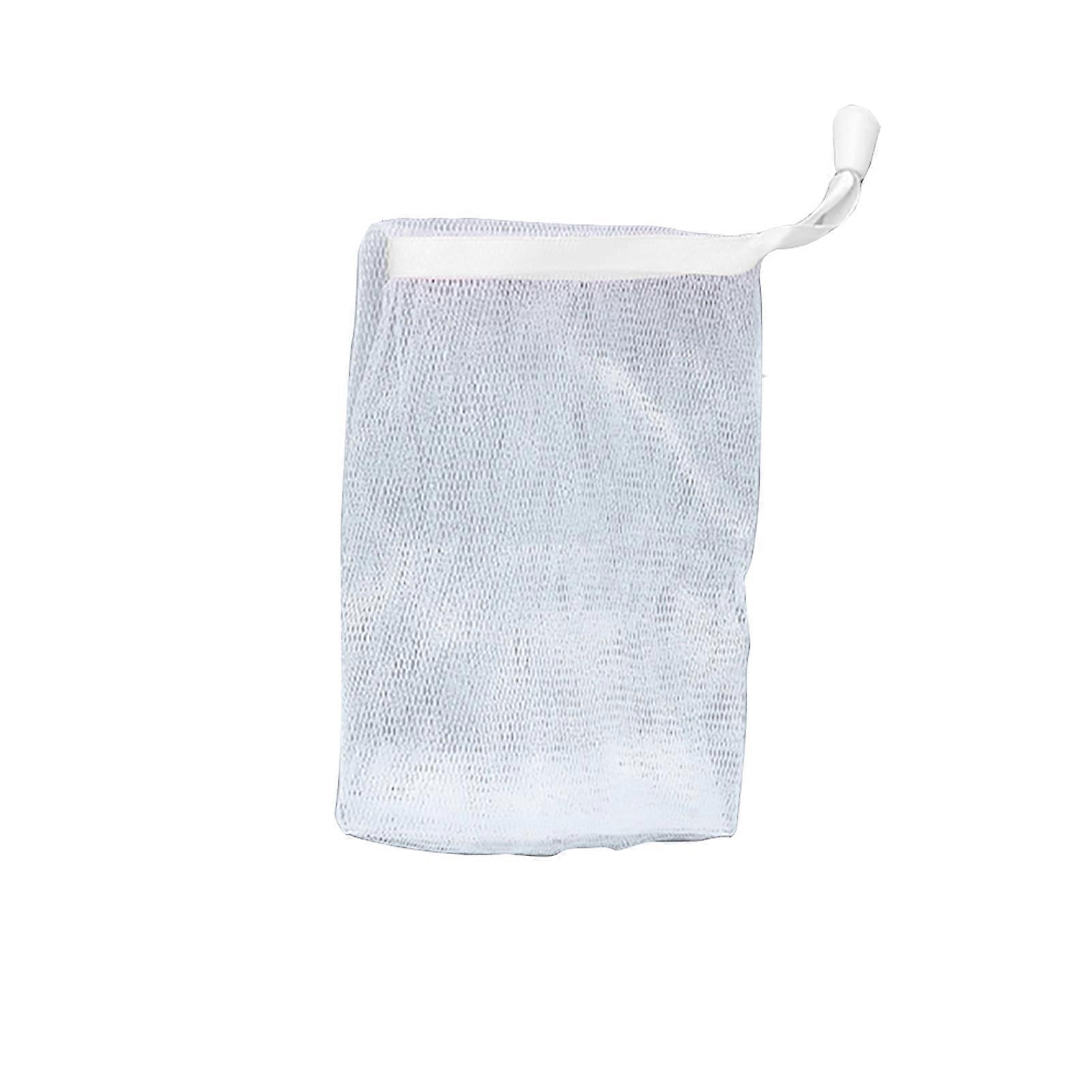 Exfoliating Mesh Drawstring Bubble Foaming Net Soap Bag Facial Body Cleaning Tool(White)