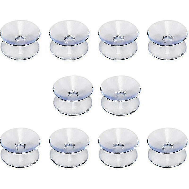 10 Pack 20mm Double-sided Hookless Suction Cups for Non-slip Glass Table Tops and Mirrors
