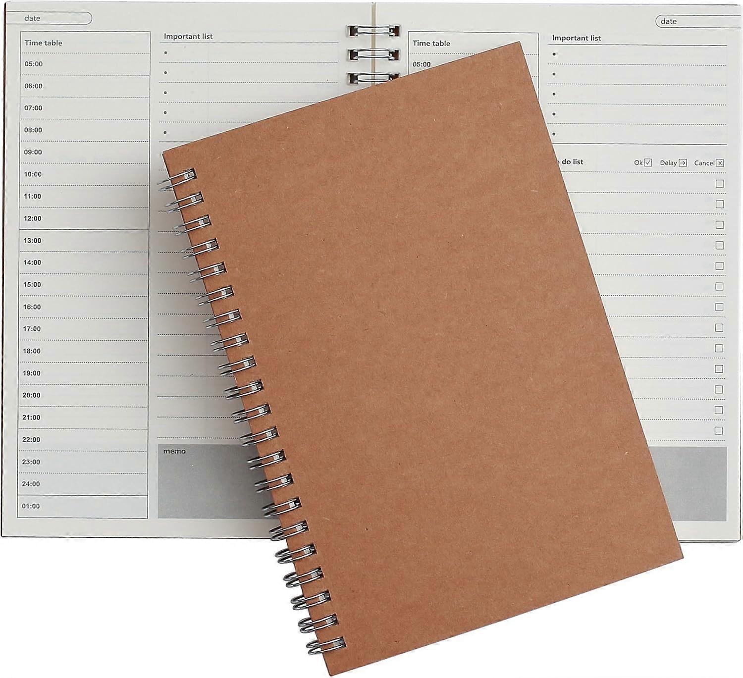 Daily Planner, Time Management, Spiral Notebook, Undated