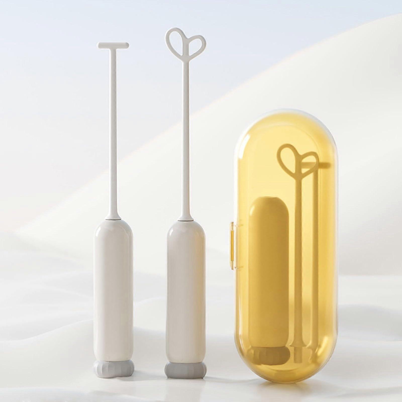 Milk Frother Wand With Two Replaceable Mixing Rods Portable Electric Drink Foam Maker White For Coffee Cappuccino Matcha