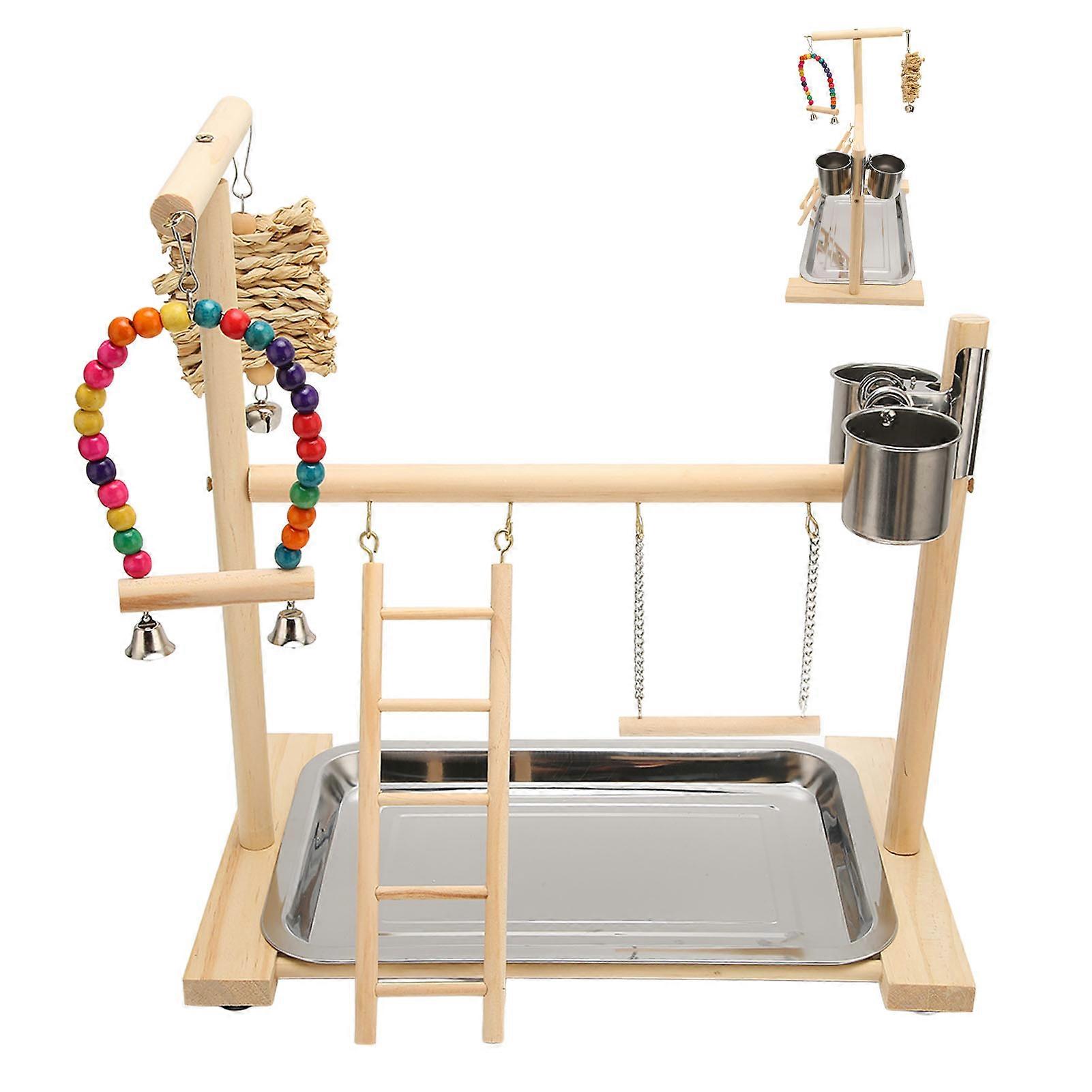 Bird Playground Safe Bite Resistant Relieve Boredom Wood Parrot Playstand Stand for Birds Parrots