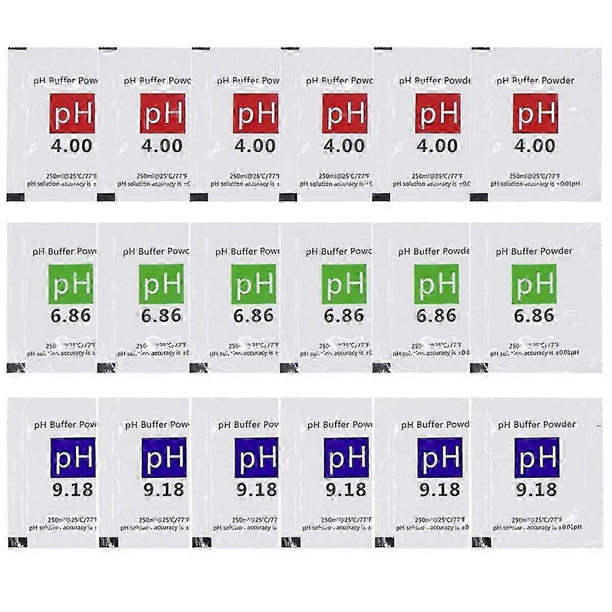 18 Pack PH Meter Buffer Solution Powder 6.86/4.00/9.18, PH Calibration Solution Packets for Precise PH Metera