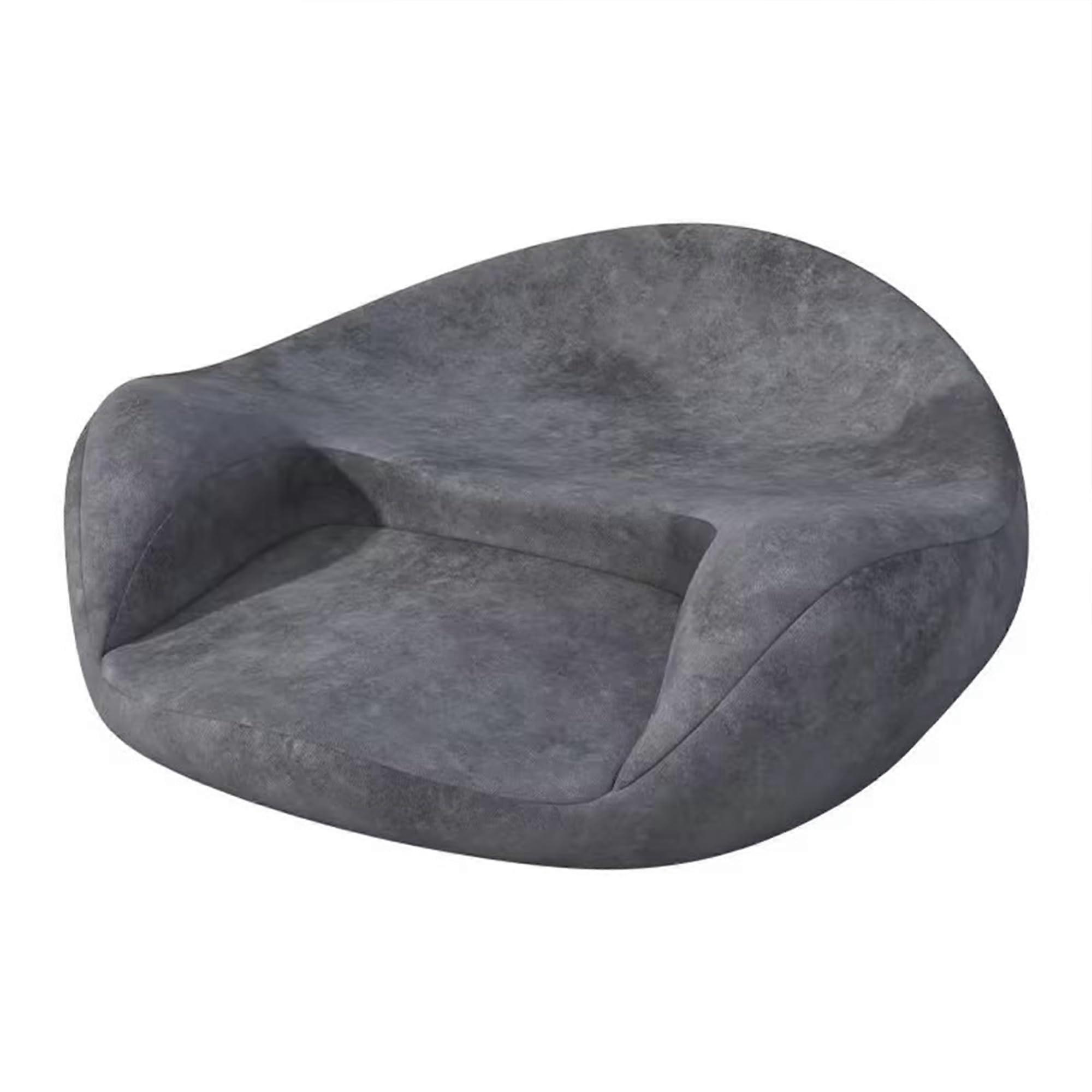 Ergonomic Meditation Cushion for Yoga and Mindfulness, Grey Suede Floor Seat with Memory Foam and Curved Back Support