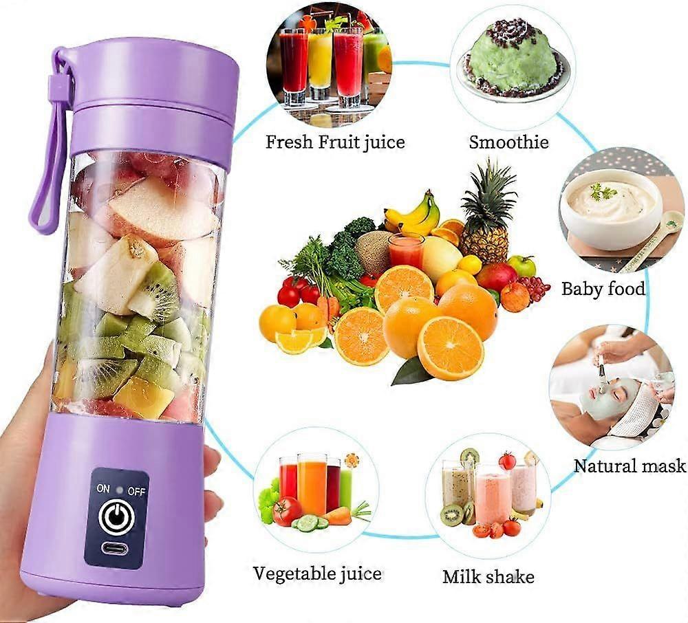 Blender Cup,Electric USB Juicer Blender,Mini Blender Portable Blender For Shakes and Smoothies, juice,380ml, Six Blades Great for Mixing
