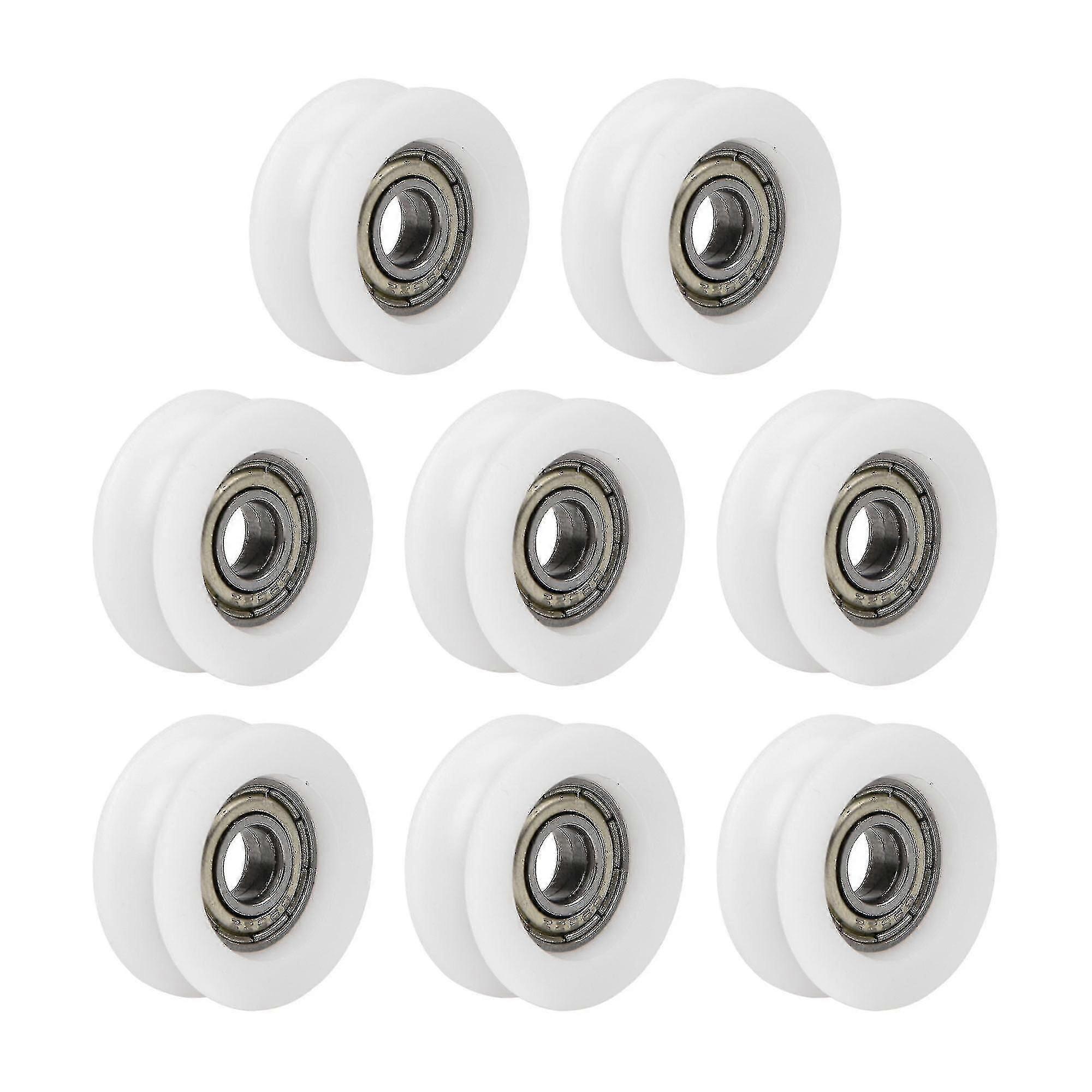 8x Polia de Rolamento 0,24x0,94x0,35 polegadas Branca para Porta de Correr e Janela