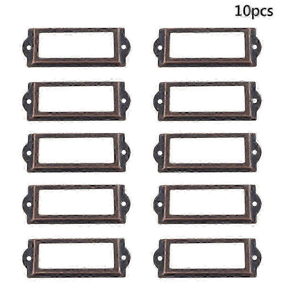 10Pcs Antique Label Pull Frame File Name Card Holder for Cabinet Drawer Box Case