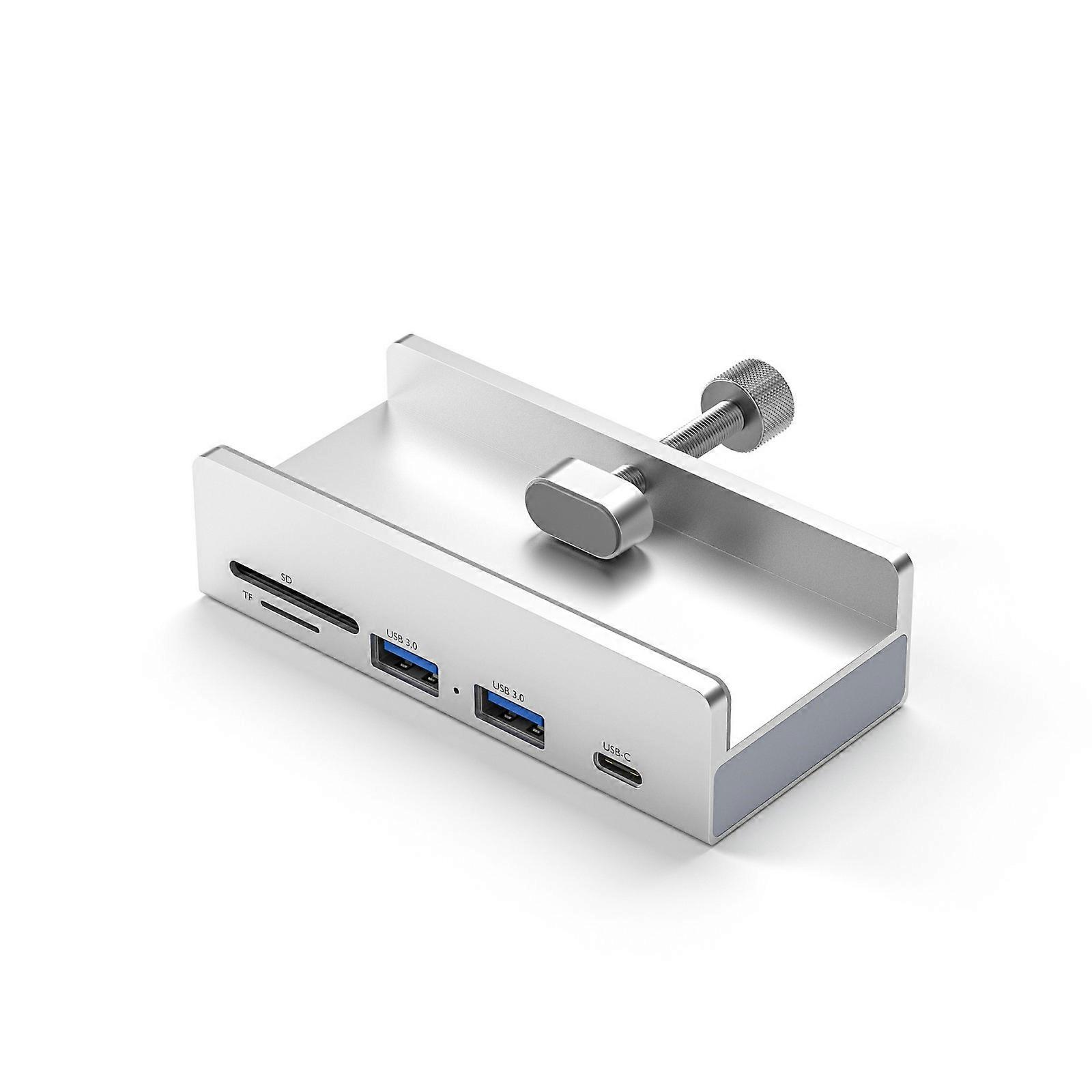 4 Port Aluminum External Dock Station USB3.0 Type C Clip HUBs with Power Supply Card Slot 5Gbps Data Transmission