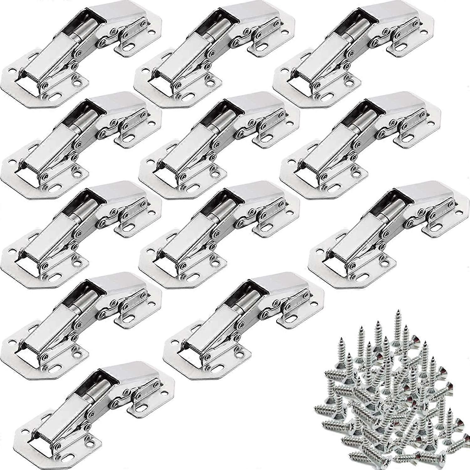 12 Pcs Cupboard Door Hinges with Screws, Self-Closing Invisible Hinges