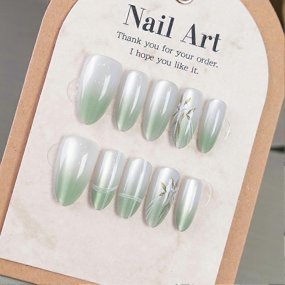 10PCS Removable Electroplating Cat's Eye Handmade Nails of Crystal Coating