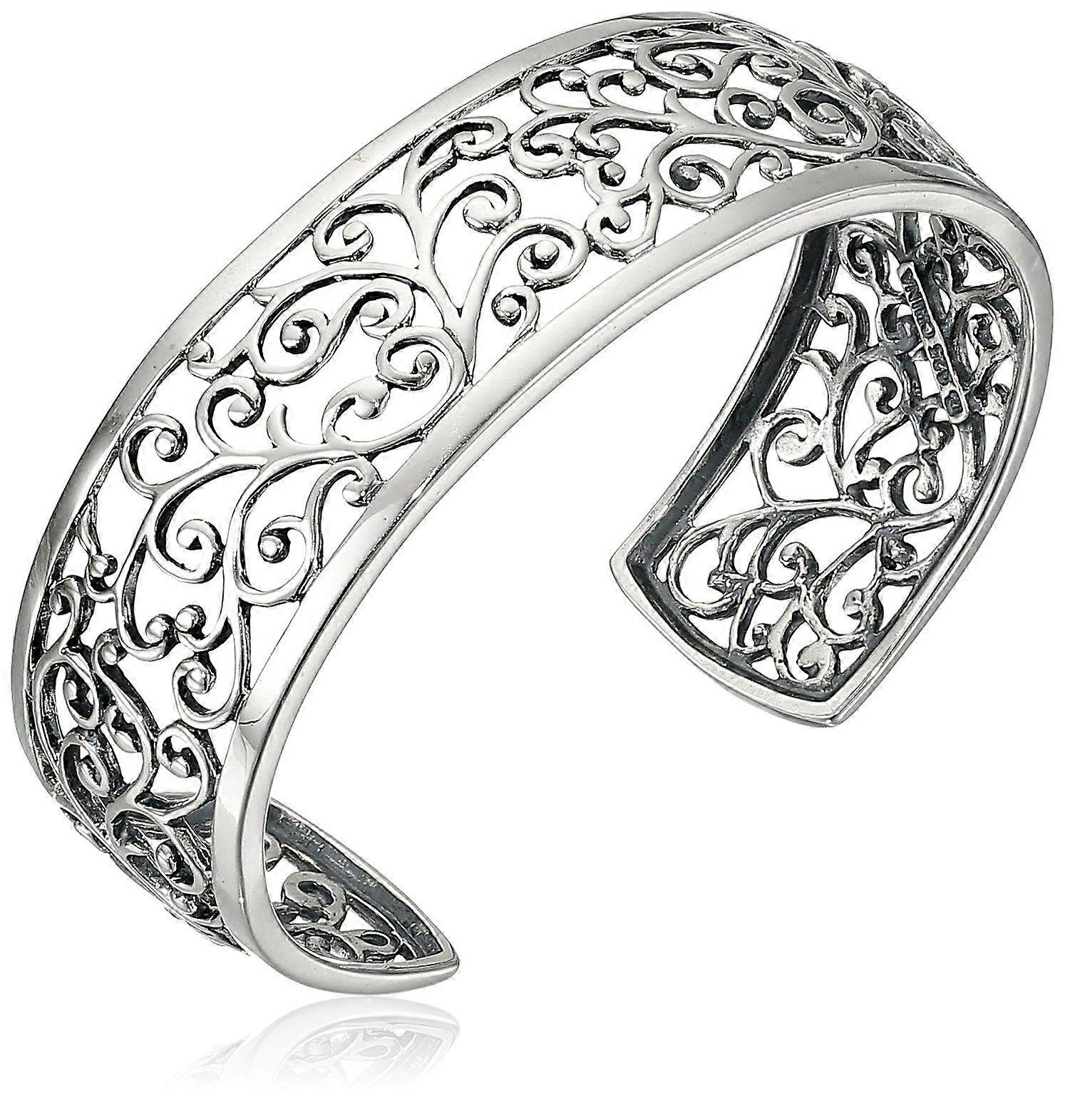 Sterling Silver Filigree Open Cuff Bracelet, 6.5"