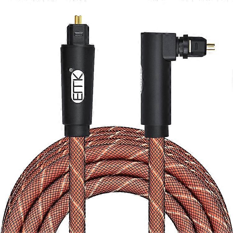 EMK 90 Degree Swivel Adjustable Right Angled 360 Degrees Rotatable Pulg Nylon Woven Mesh Optical Audio Cable 3m(Orange)
