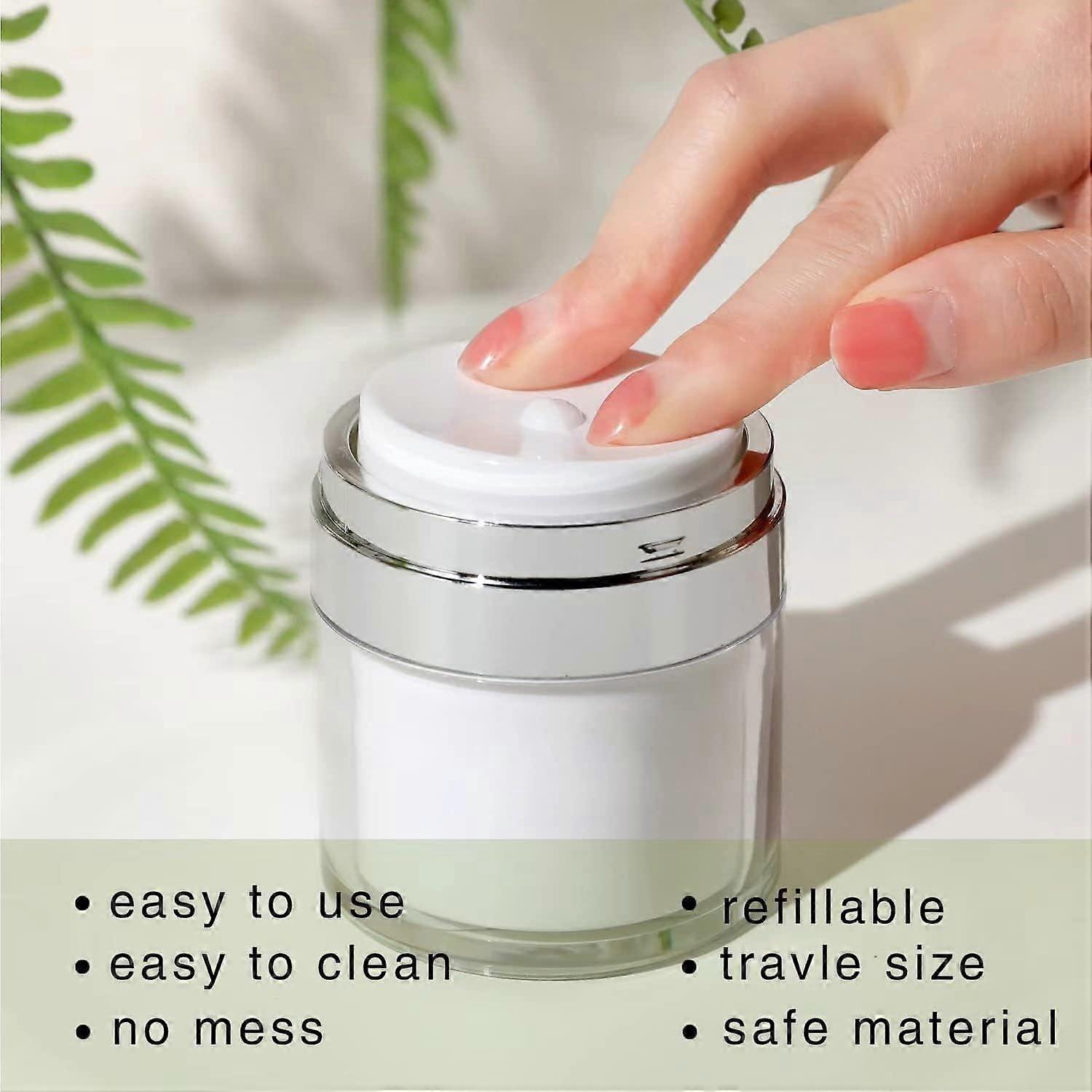2Pcs Airless Pump Jar  30ml Refillable Container Cream Jar Vacuum Bottle Travel Size Empty Container Pump Dispenser for Cream and Lotion