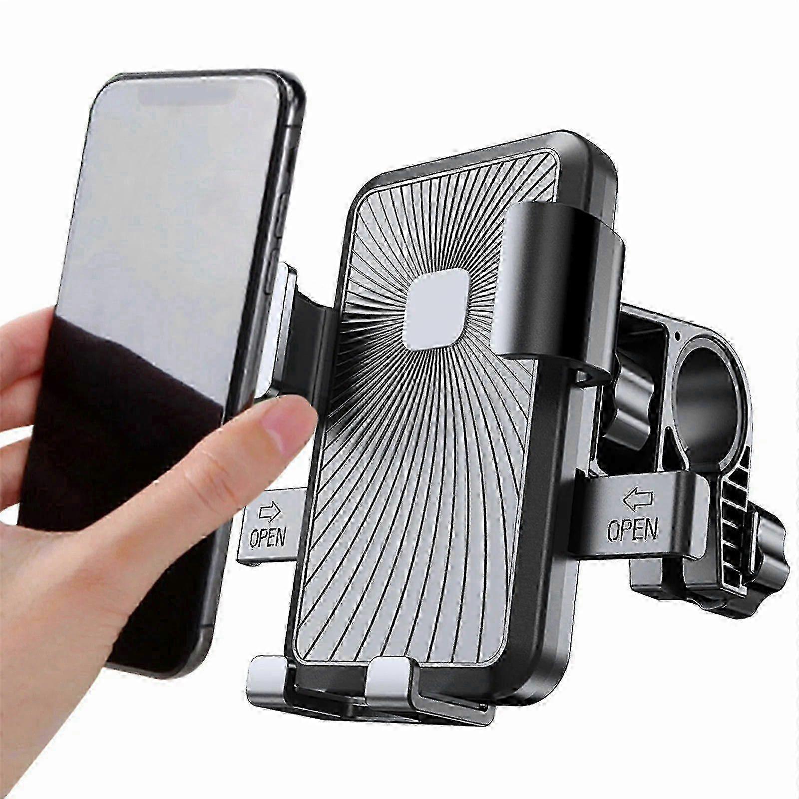 One-Hand Operated Bike Phone Holder with Gravity Sensing and 360-Degree Rotation