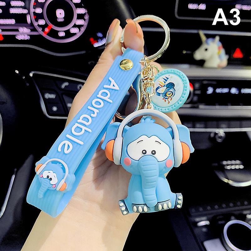 Rock Music Elephant Keychain Cartoon Classic Music Panda Animal Key Chian Holder