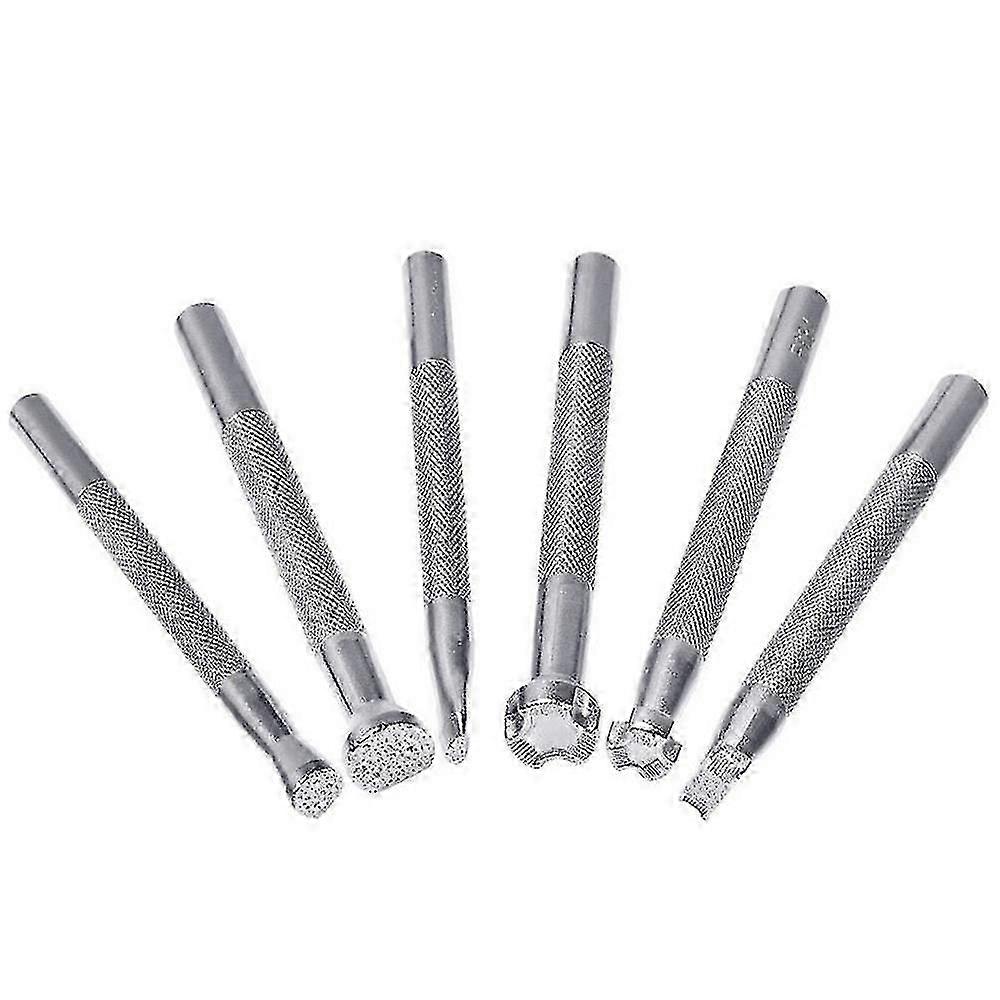 6 stycken läder stämpling tryckverktygssats stämpel stansning kit gravyr sadel gör läder
