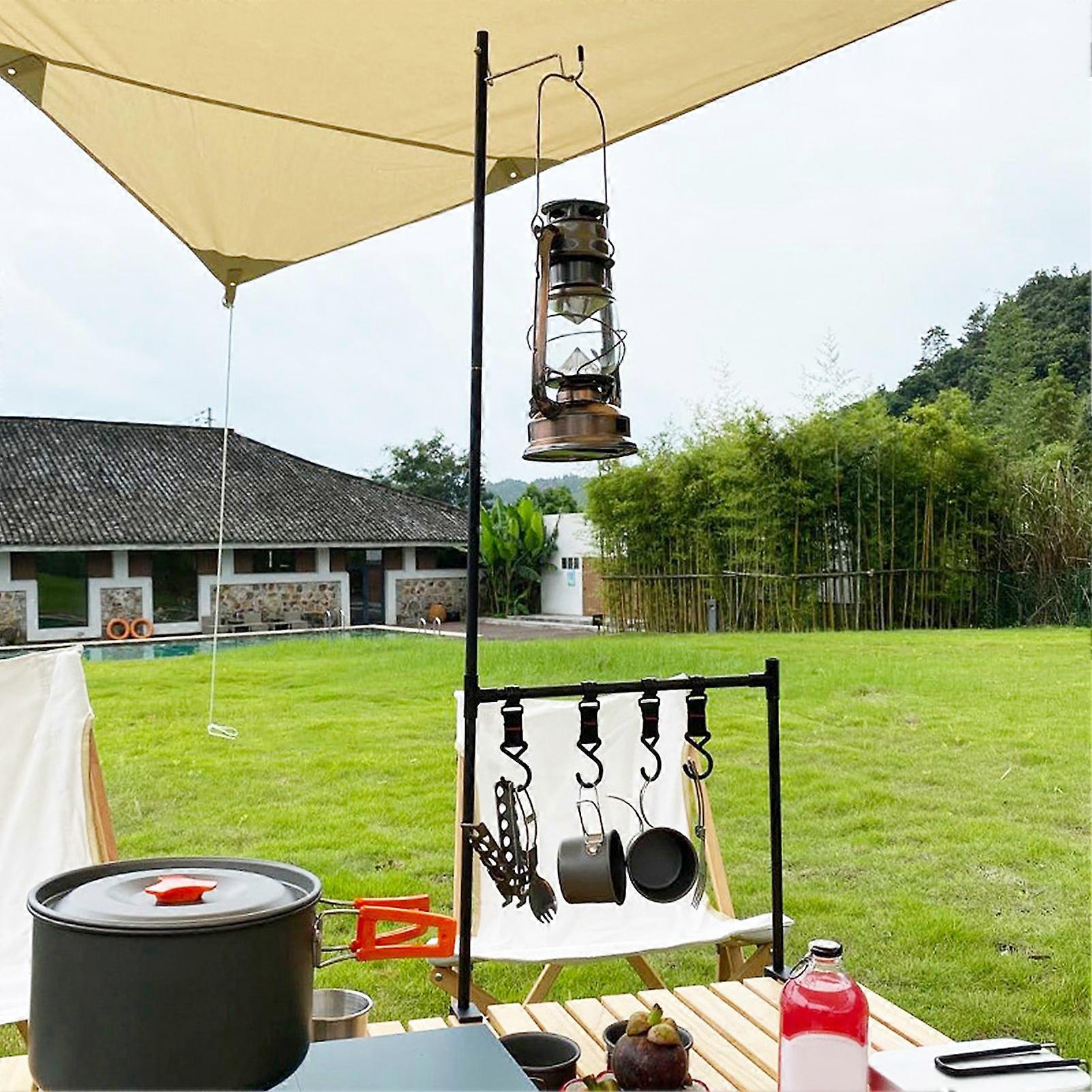 Lightweight Folding Camping Cookware Hanging Rack Shelf Portable Outdoor BBQ Tool Clothes Storage Hanger Stand Rack