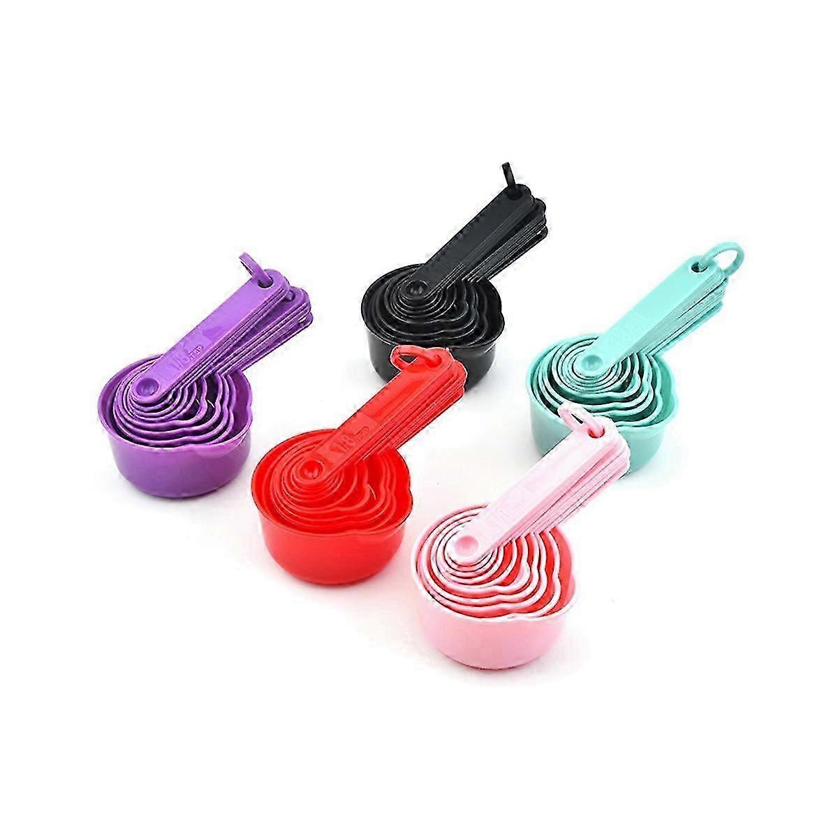 5Set(11PCS/Set) Measuring Cups and Spoons Set, Stackable Plastic Measuring Spoons Cups for Dry and