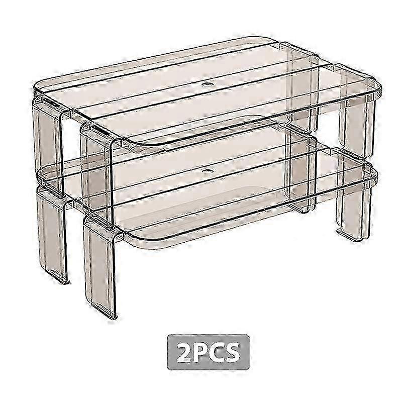 2pcs Fridge Organizer Rack Kitchen Items Stackable Shelf Layered Shelf Tray Storage Rack For Kitchen Storage Organizers