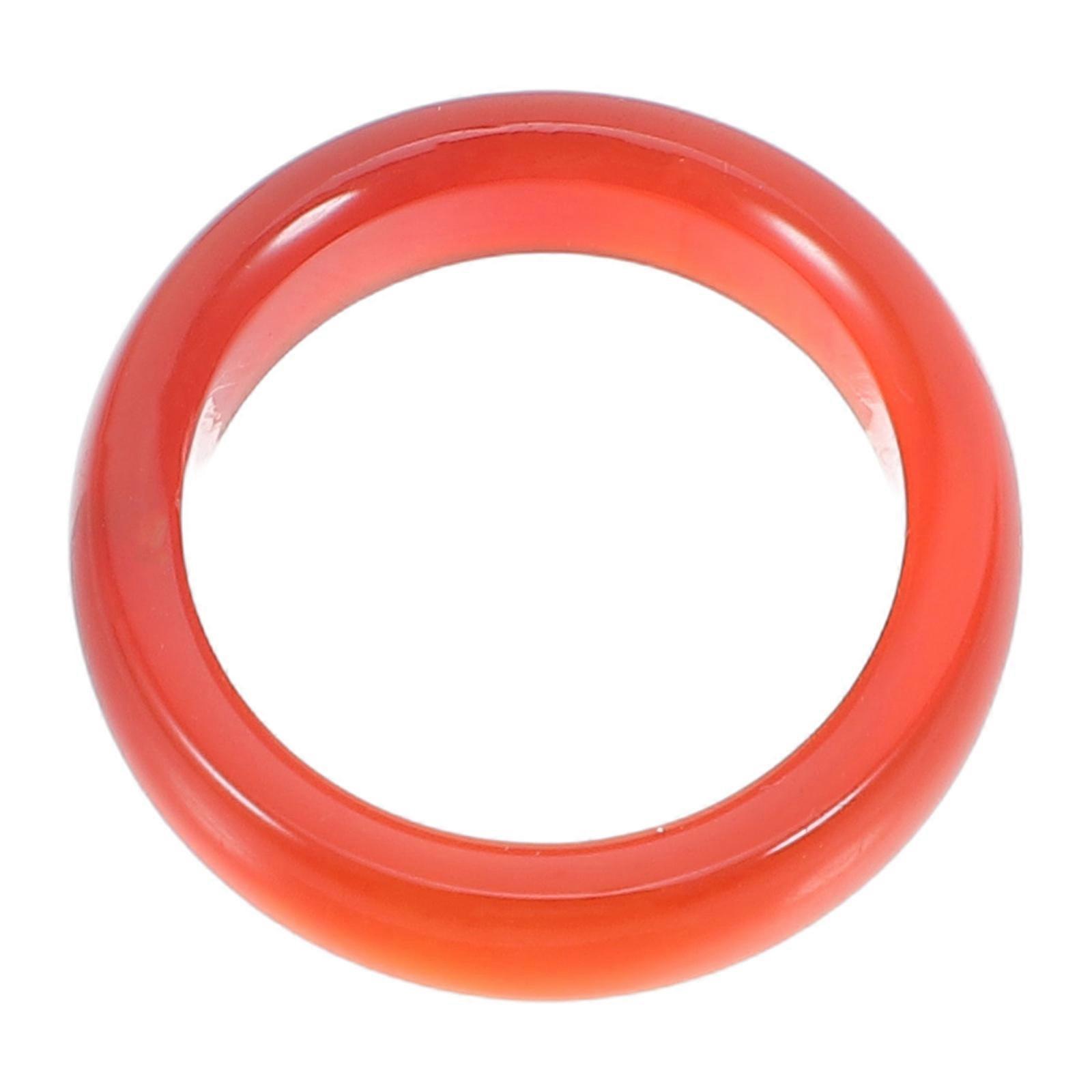 Red Agate Crystal Ring for Women Natural Stone Plain Band Decorate Special Occasions Size 7