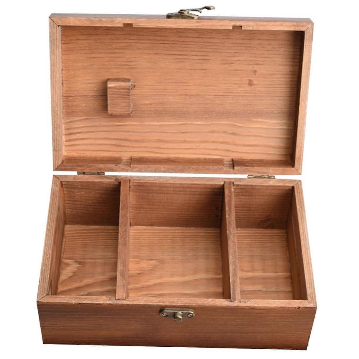 Holz needle storage box with folding lid for quilting embroidery and DIY