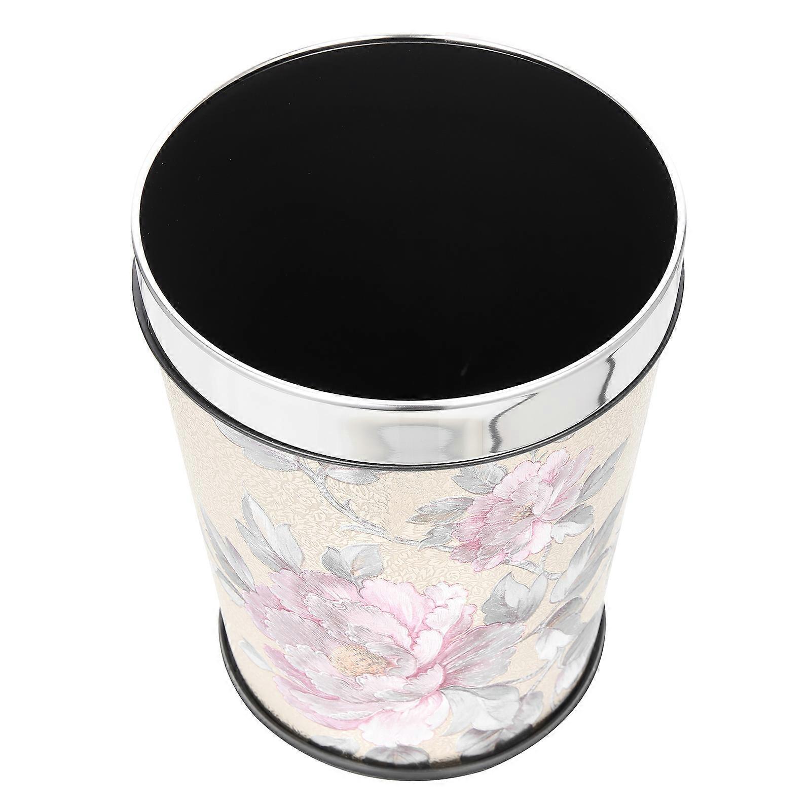 Practical Trash Can Household Garbage Can Retro Style Waste Paper Bucket Bathroom 8L 1Pcs