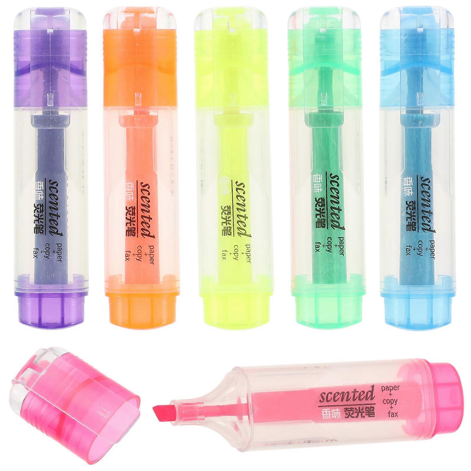 Chalk Pens Colored Highlighters Assorted Color Whiteboard Use Writing on Nonporous Surfaces 6Pcs