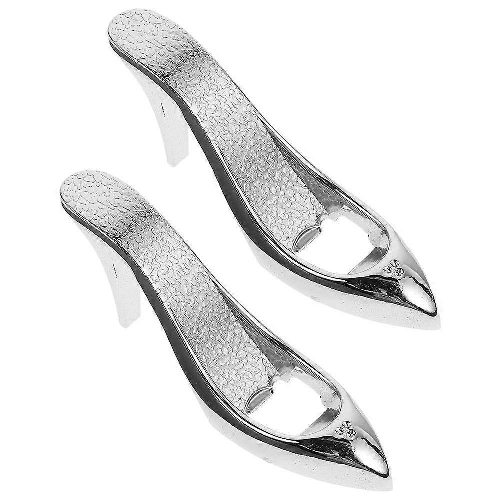 Multi-Function Bottle Opener High-Heel Shoe Shaped Aluminium Alloy Portable Silver 2Pcs