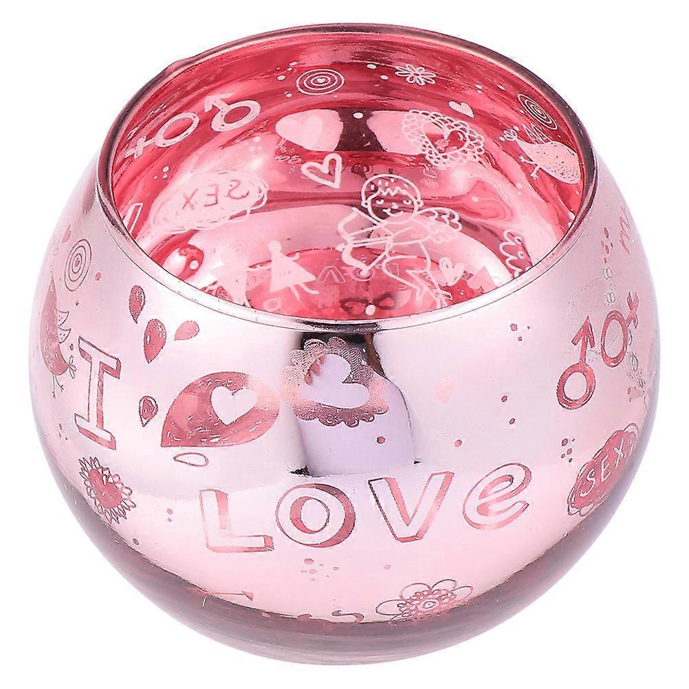 Candleholder Container Ornament Glass Craft Candle Cup Pink Square Valentine鈥檚 Day Decor 8X8X8CM 1Pcs