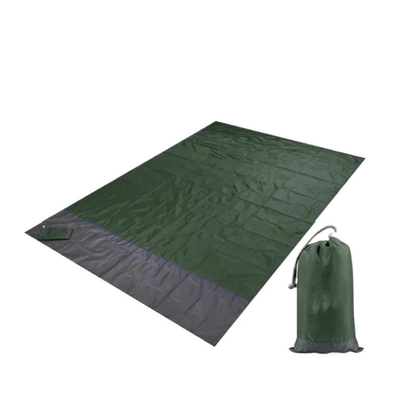 beach mat, extra large camping mat, foldable, sand, portable (Dark green gray, 140cm x 200cm)